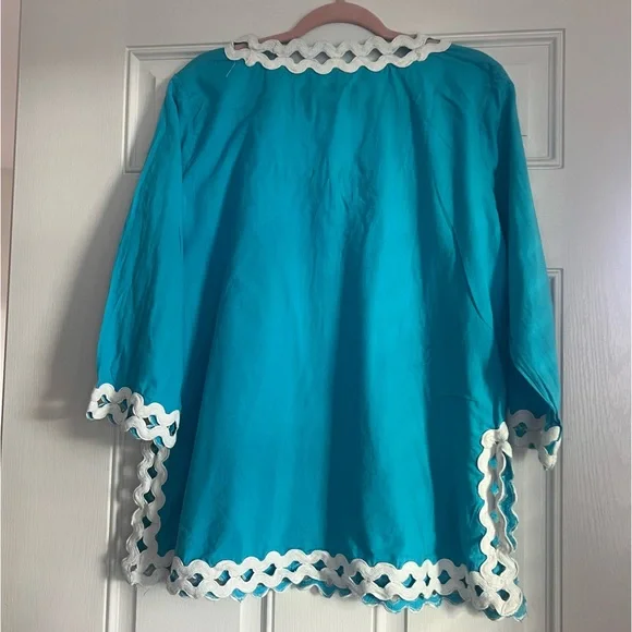 GRETCHEN SCOTT DESIGNS Women’s Size XL Blue Tunic Top - Picture 2 of 4